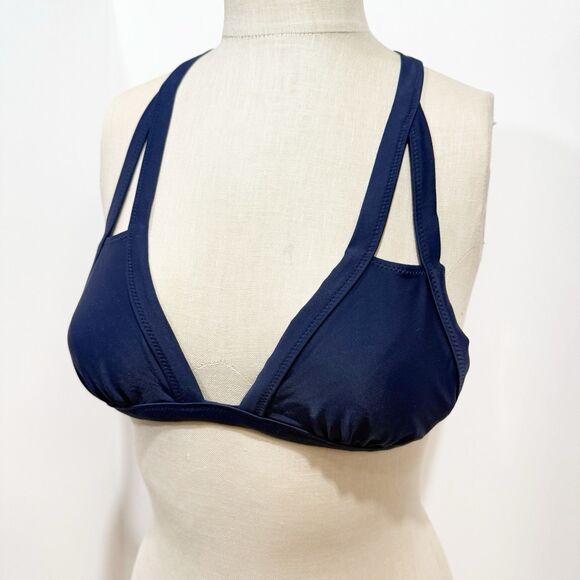 Aerie Blue Triangle Bikini Top Size SP Cross Back - Picture 1 of 16